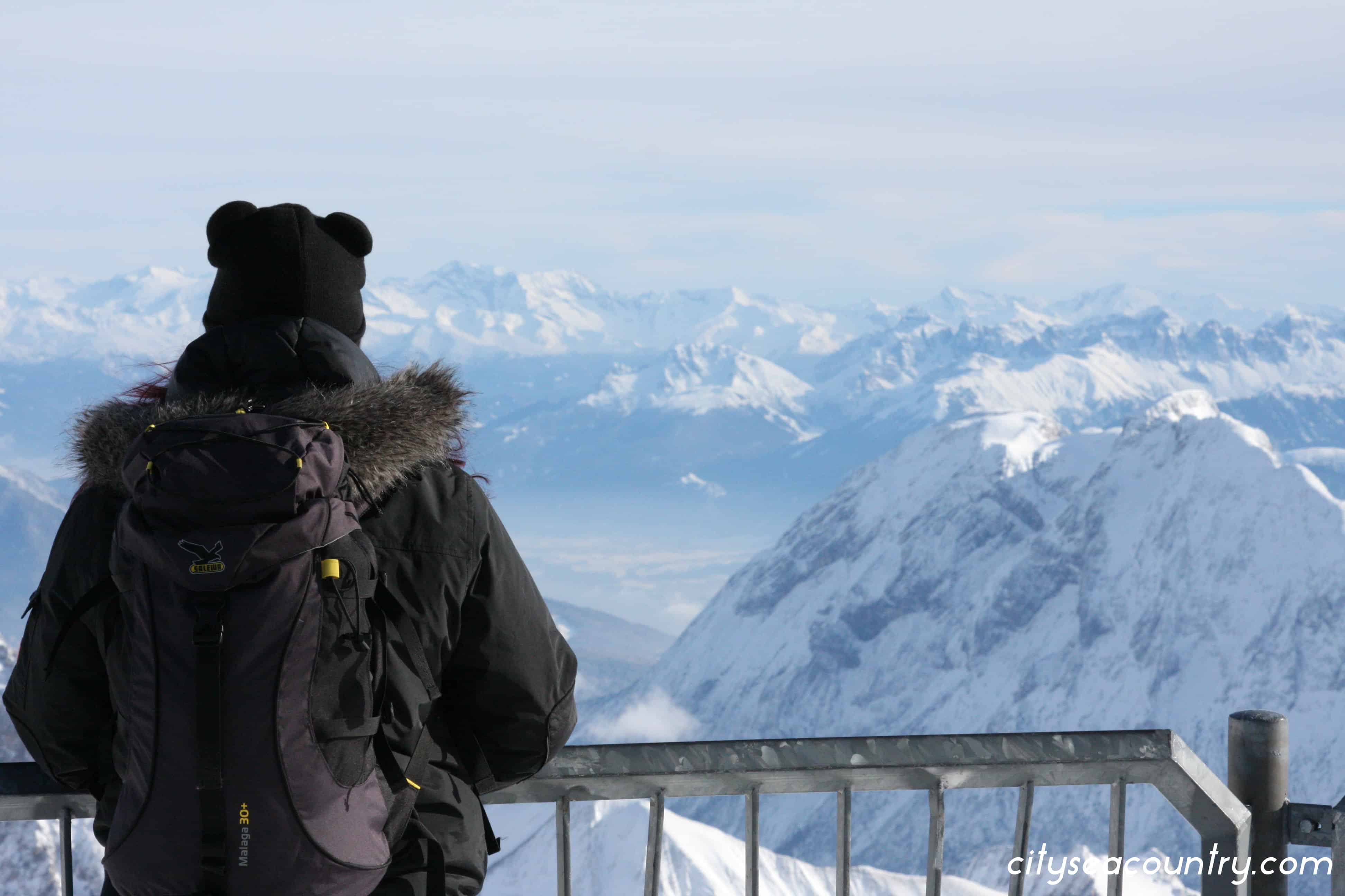 view from Zugspitze mountain in the winter