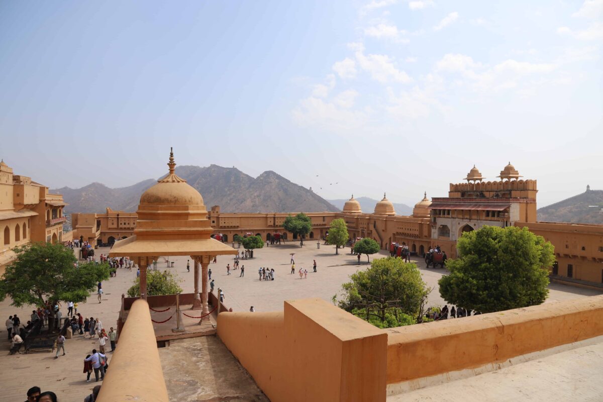 view of the impressive inner courtyard of the Amber Fort
