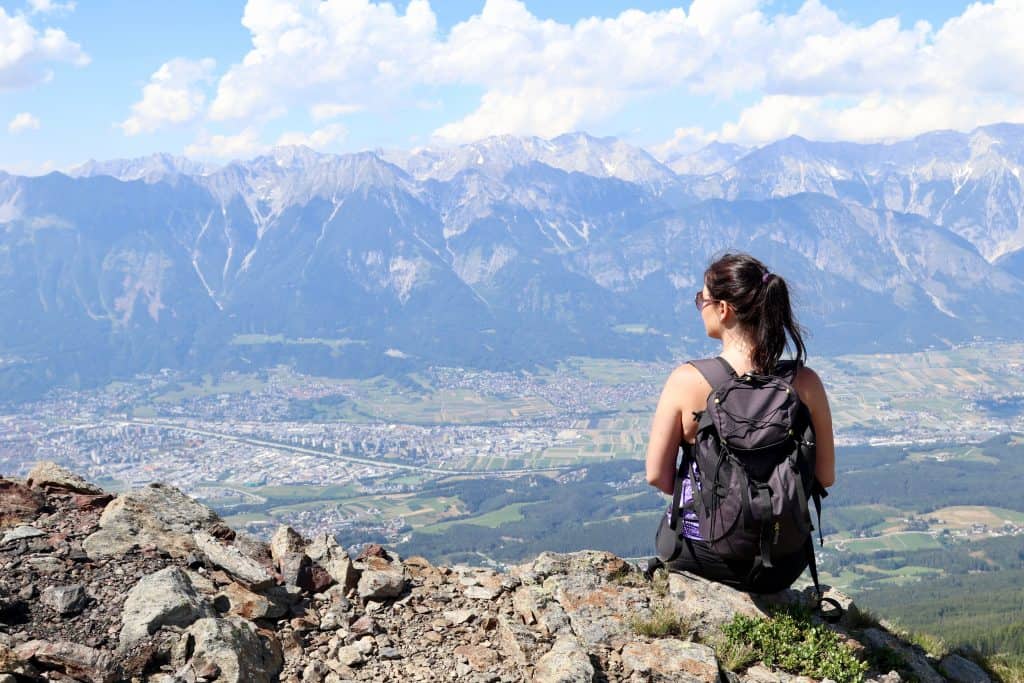 Blick von der Hungerburgbahn auf Innsbruck