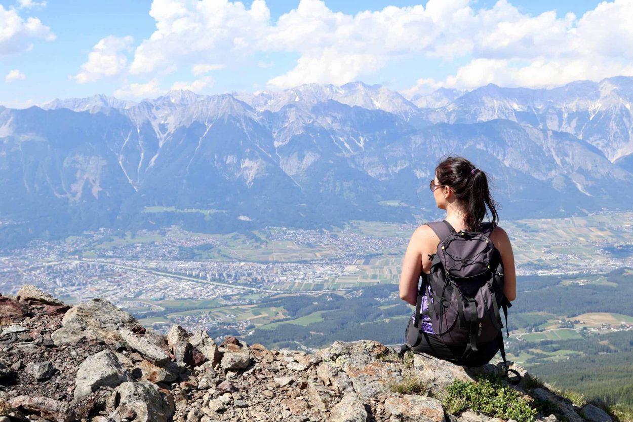 Blick von der Hungerburgbahn auf Innsbruck