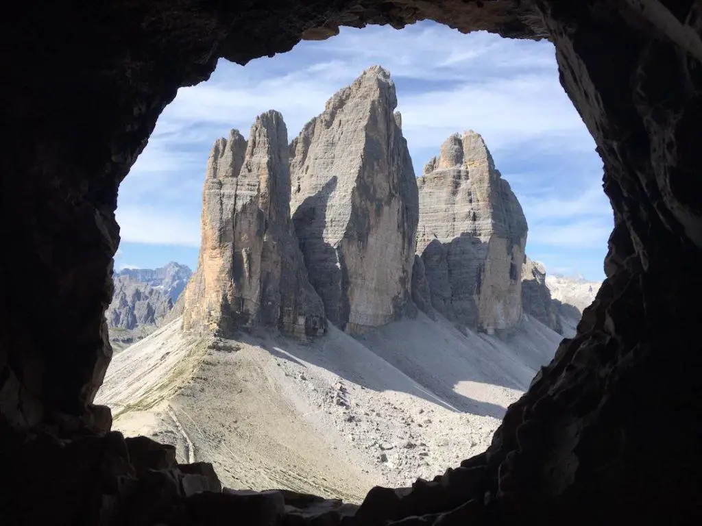 view from Paternkofel mountain to Tre Cime di Lavaredo