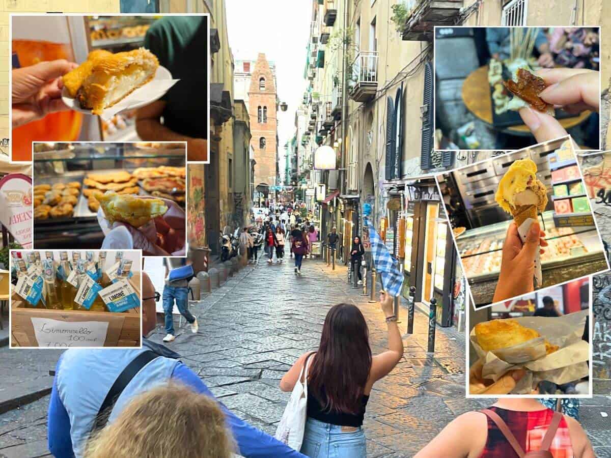 verschiedene Spezialitäten während der geführten Street Food Tour in Neapel durch die Altstadt