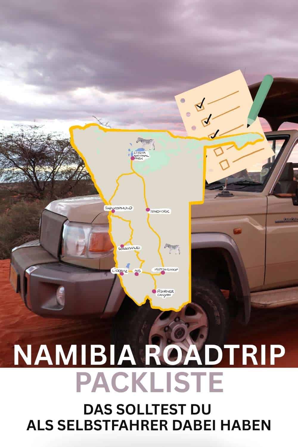 Namibia Roadtrip Packliste PDF