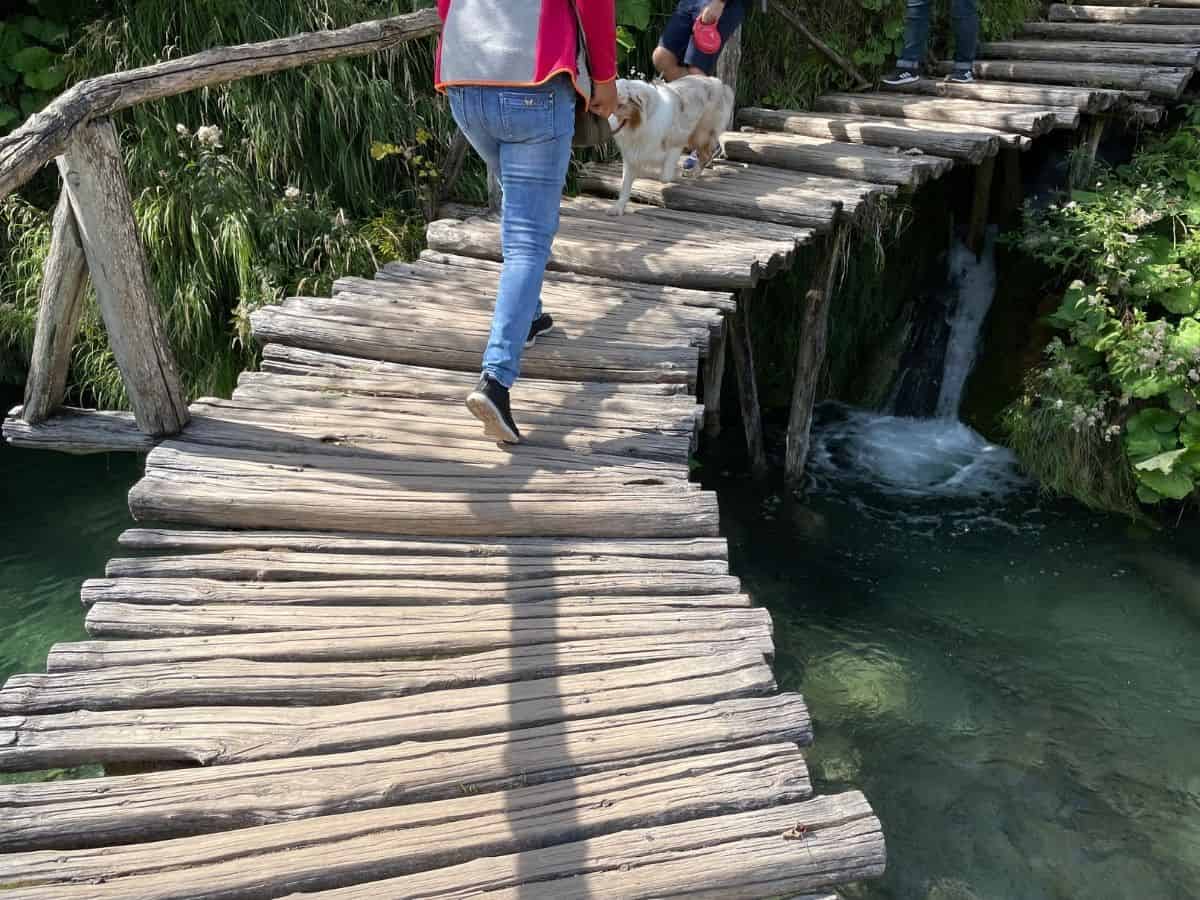 unebener Holzsteg über dem Wasser bei den Plitvizer Seen