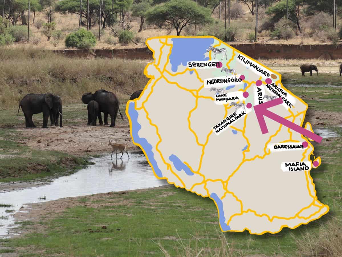 Tarangire Nationalpark Karte Tansania cityseacountry